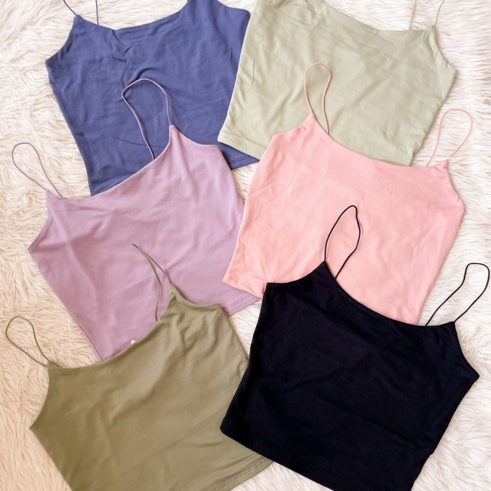 Basic Crop Top Blue Top Left Color